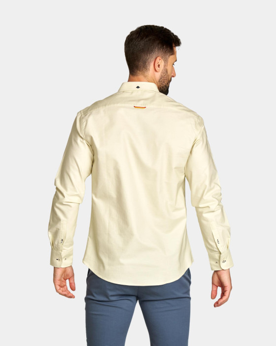 Camisa de hombre oxford Spagnolo Liso light beige 3