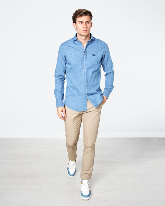 Camisa de hombre Spagnolo Denim smart azul 4