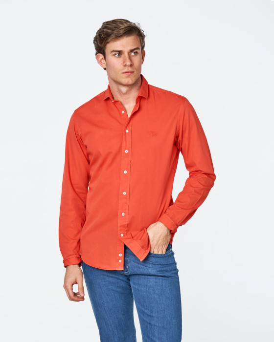 Camisa de hombre gabardina tp Spagnolo Liso smart naranja 1