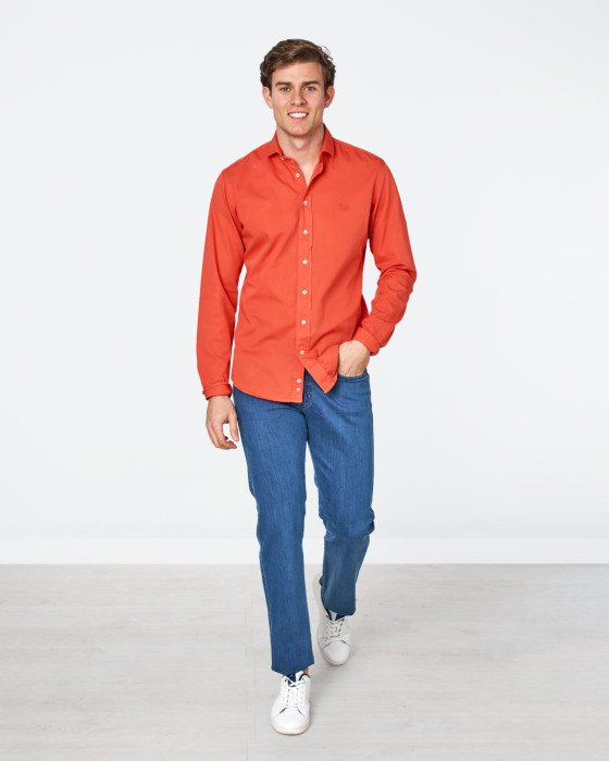 Camisa de hombre gabardina tp Spagnolo Liso smart naranja 4