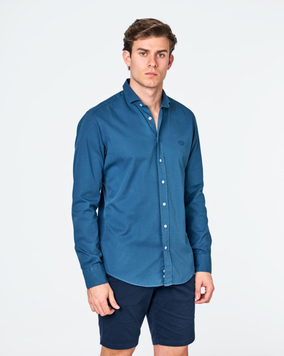 Camisa de hombre gabardina tp Spagnolo Liso smart azul 2