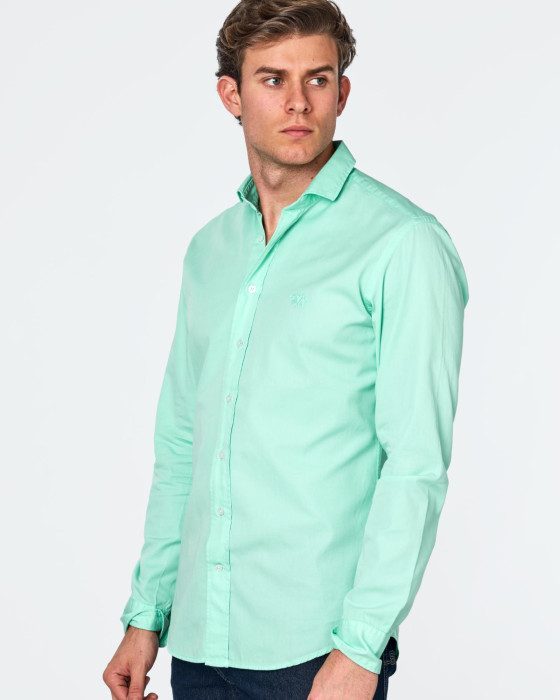 Camisa de hombre gabardina tp liso Spagnolo Smart verde claro 1