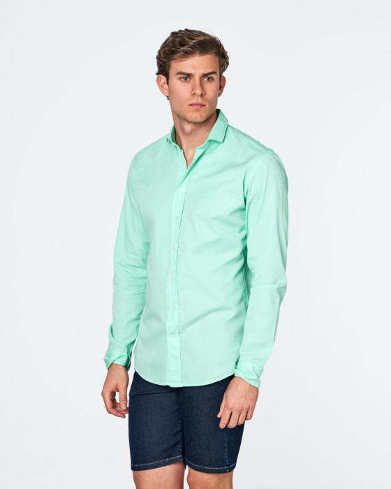Camisa de hombre gabardina tp liso Spagnolo Smart verde claro 2
