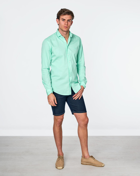 Camisa de hombre gabardina tp liso Spagnolo Smart verde claro 4