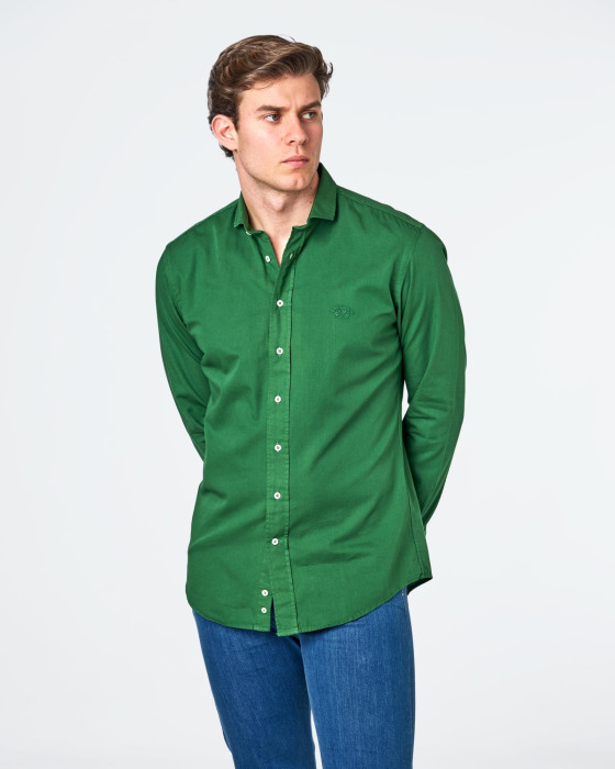 Camisa de hombre gabardina tp Spagnolo Liso smart verde 1