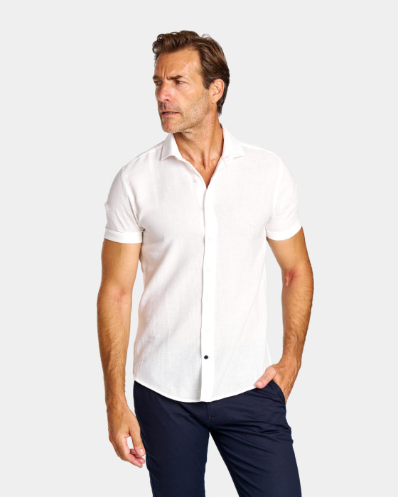 Camisa de hombre Spagnolo Esterilla smart blanco 1
