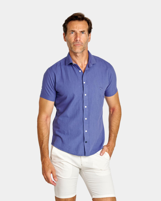 Camisa de hombre Spagnolo Semihilo smart azul 1