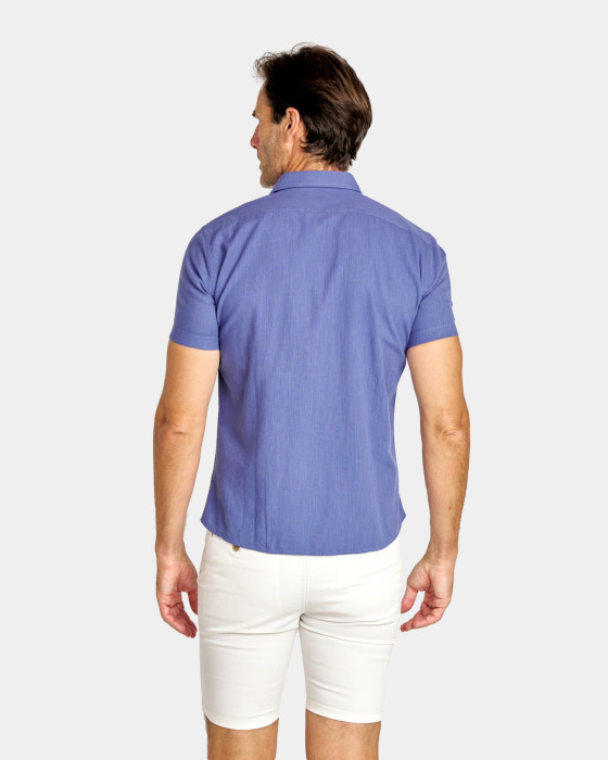 Camisa de hombre Spagnolo Semihilo smart azul 3