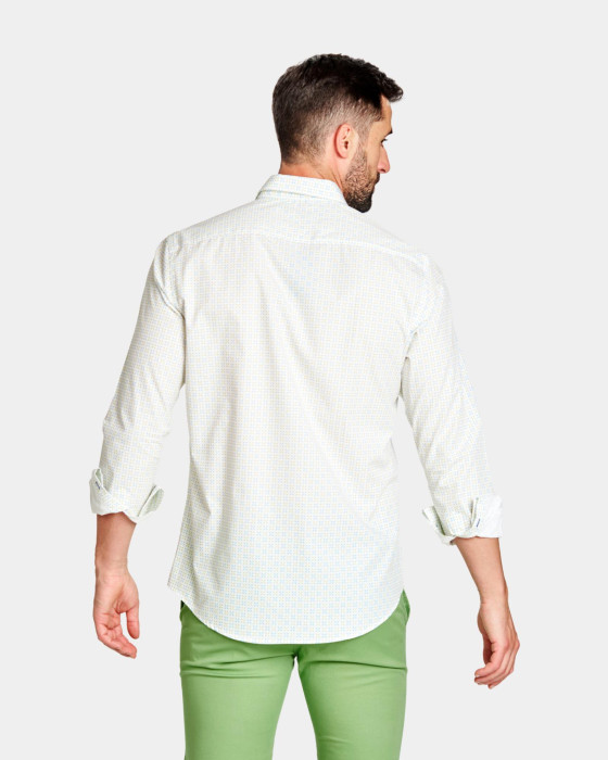 Camisa de hombre popelín estampado Spagnolo Smart verde claro 3