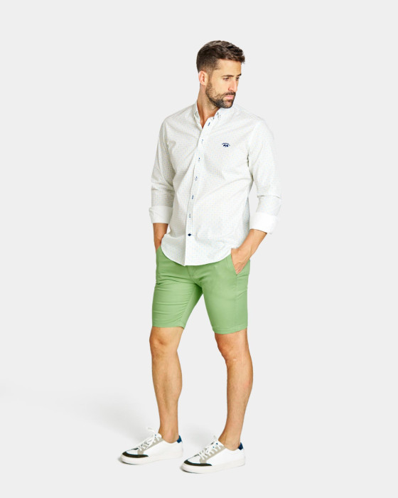 Camisa de hombre popelín estampado Spagnolo Smart verde claro 4