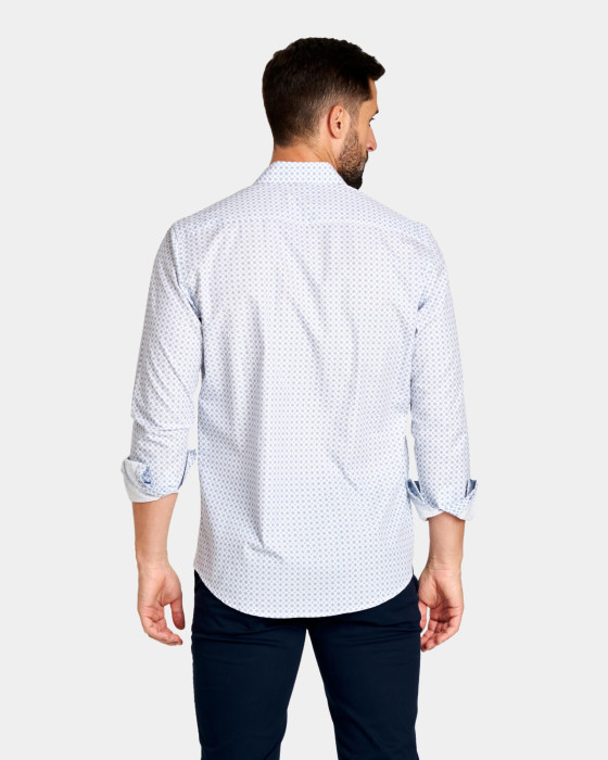 Camisa de hombre popelín Spagnolo Estampado smart azul 3