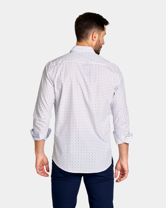 Camisa de hombre popelín Spagnolo Estampado smart marino 3