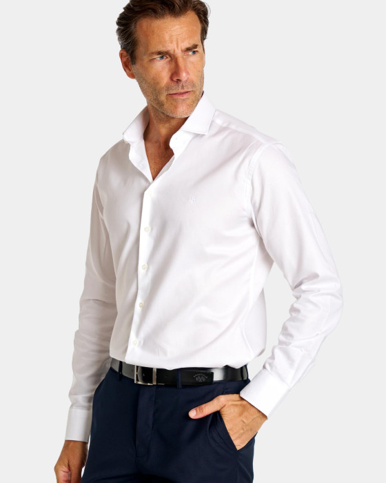 Camisa de hombre dobby Spagnolo Platinum smart blanco 1