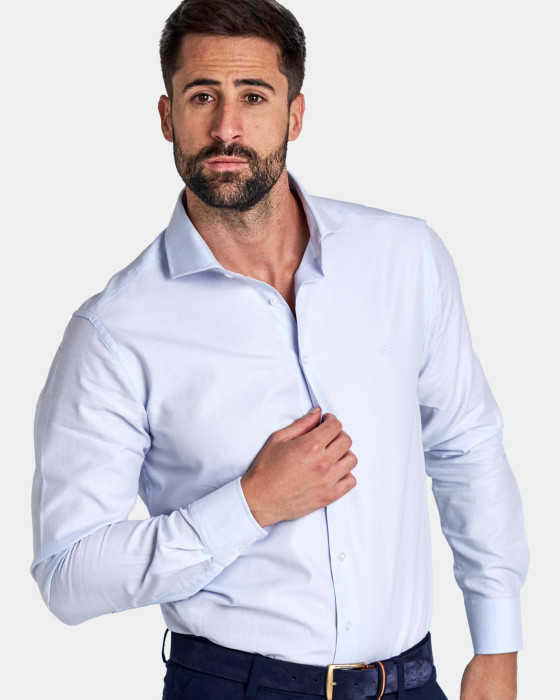 Camisa de hombre dobby Spagnolo Platinum smart celeste 2