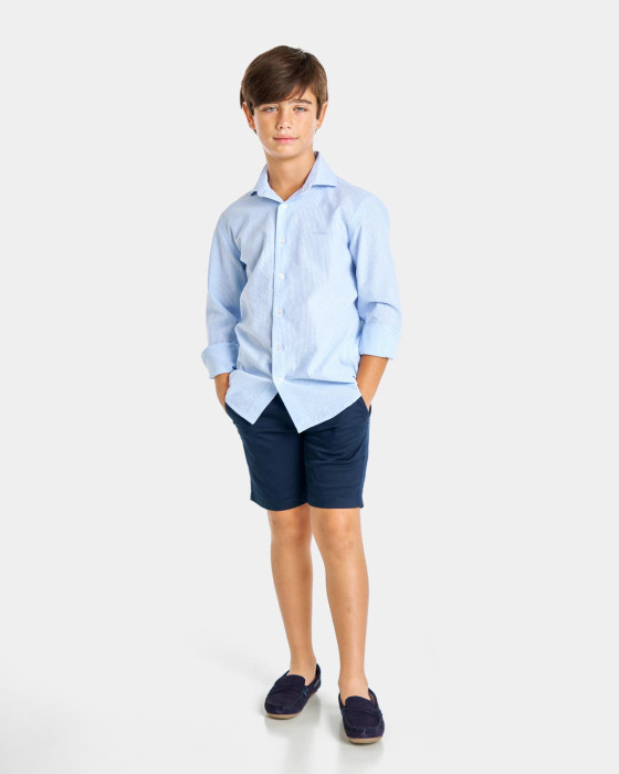 Camisa de niño Spagnolo Popelín rayas celeste 4