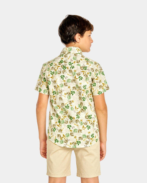 Camisa de niño popelín Spagnolo Estampado hojas verde 3