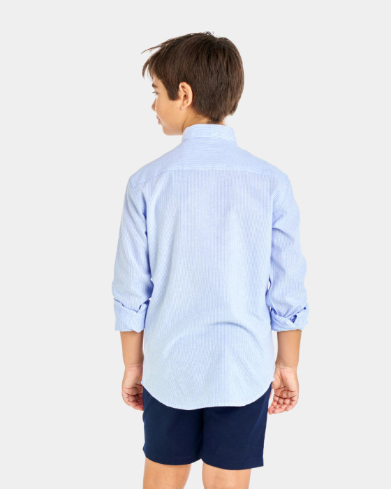 Camisa de niño popelín Spagnolo Rayas mao celeste 3