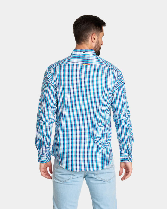 Camisa de hombre oxford Spagnolo Cuadros bicolor azul 3