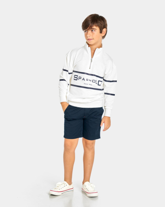 Sudadera de niño Spagnolo Media cremallera blanco 4