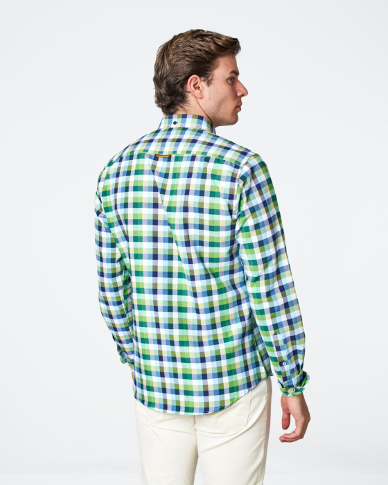 Camisa de hombre oxford Spagnolo Cuadros bicolor verde 3