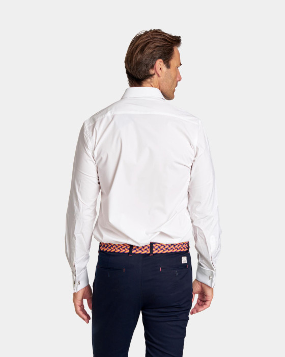 Camisa de hombre dobby Spagnolo Platinum liso blanco 3