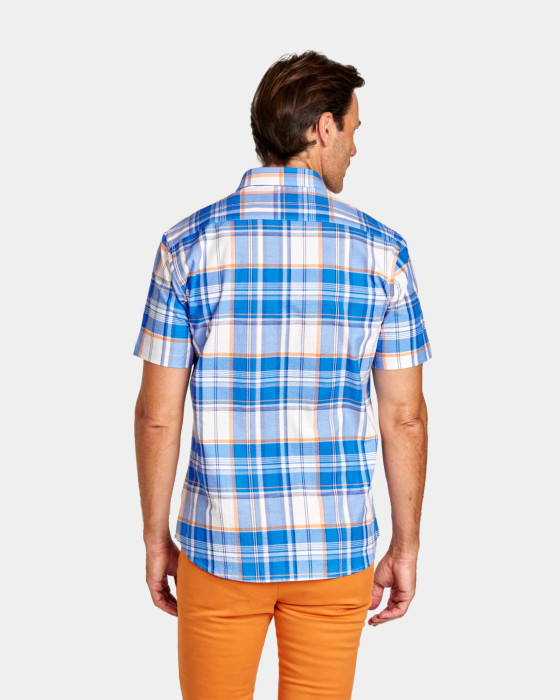 Camisa de hombre seesucker Spagnolo Cuadros smart azul 3