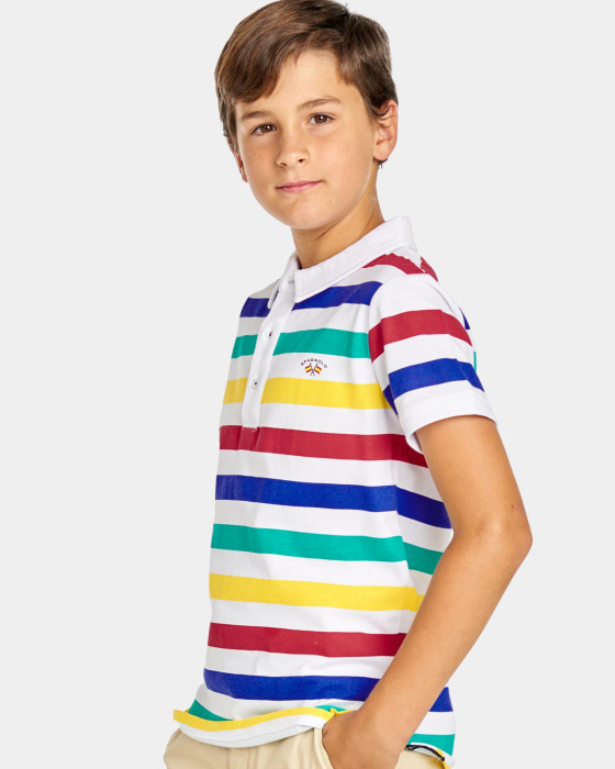 Polo de niño Spagnolo Piqué rayas multicolor 1