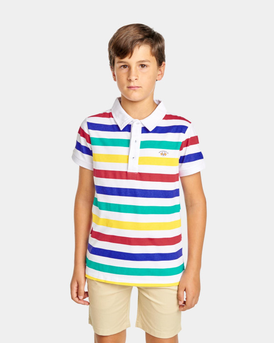 Polo de niño Spagnolo Piqué rayas multicolor 2