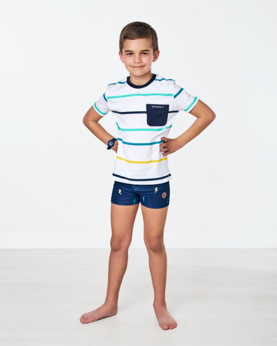 Camiseta de niño Spagnolo Punto rayas blanco 4