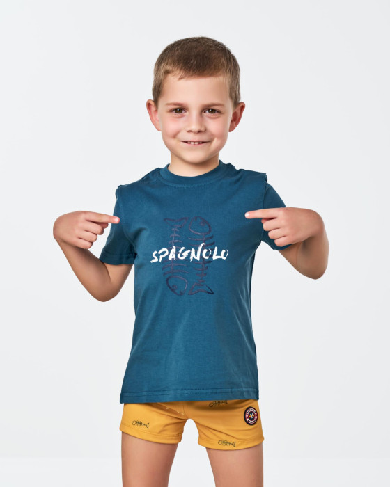 Camiseta de niño Spagnolo Punto raspas azul 1