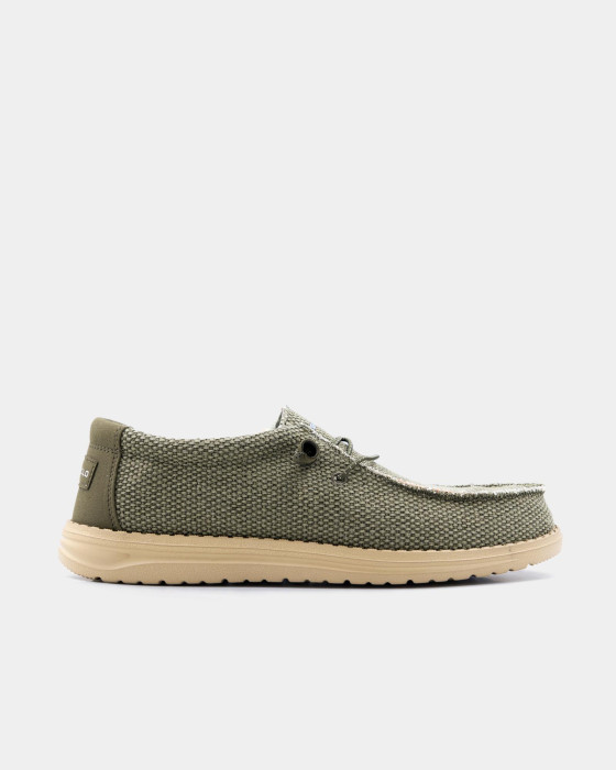 Zapato wallabi de hombre Spagnolo Lona verde oliva 1