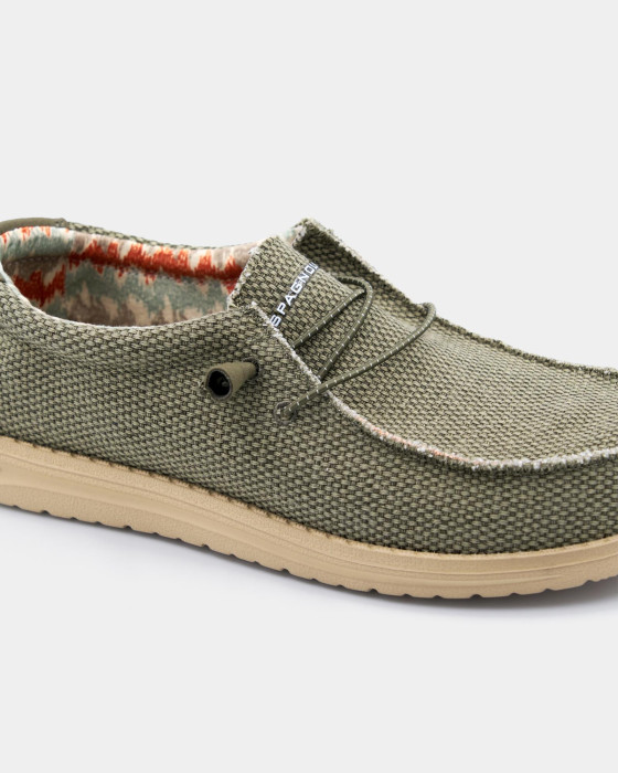 Zapato wallabi de hombre Spagnolo Lona verde oliva 2