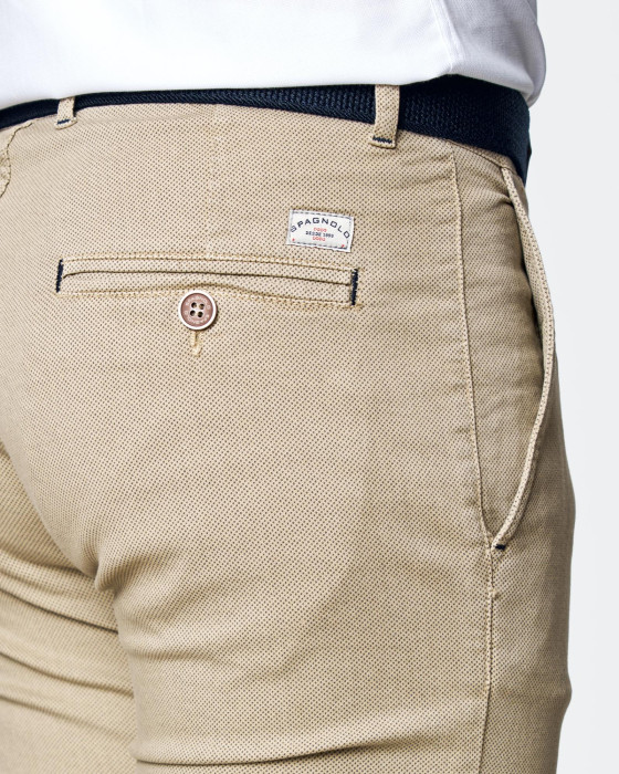 Pantalón chino de hombre Spagnolo gabardina elástica slim camel 3