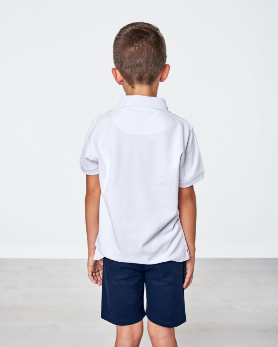 Polo de niño Spagnolo piqué corte blanco 3