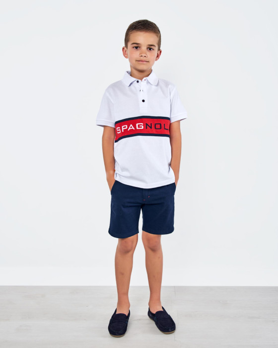 Polo de niño Spagnolo piqué corte blanco 4