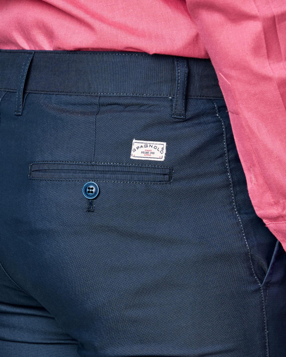 Pantalón chino de hombre ojo de perdiz slim marino 3