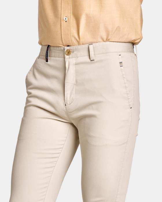 Pantalón chino de hombre Spagnolo nido de abeja slim beige 4