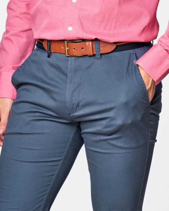 Pantalón chino de hombre Spagnolo nido de abeja slim azul 4