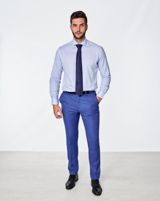 PANTALÓN DE TRAJE CUADROS AZUL