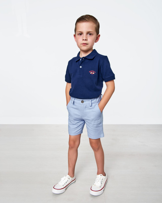 BERMUDA DE NIÑO LINO AZUL...