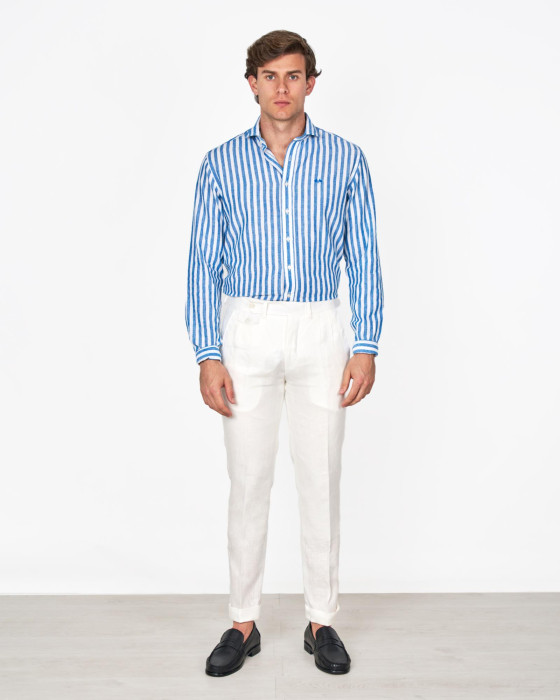 PANTALÓN LINO PINZAS CRUDO