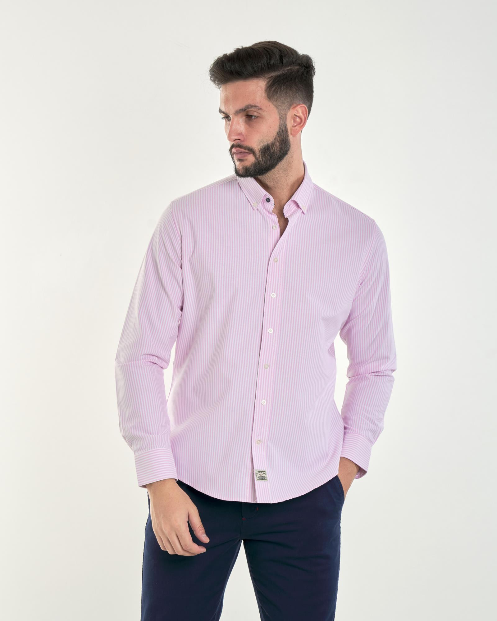 CAMISA OXFORD RAYAS SMART ROSA Color 000120 REF. 000120 Talla 01