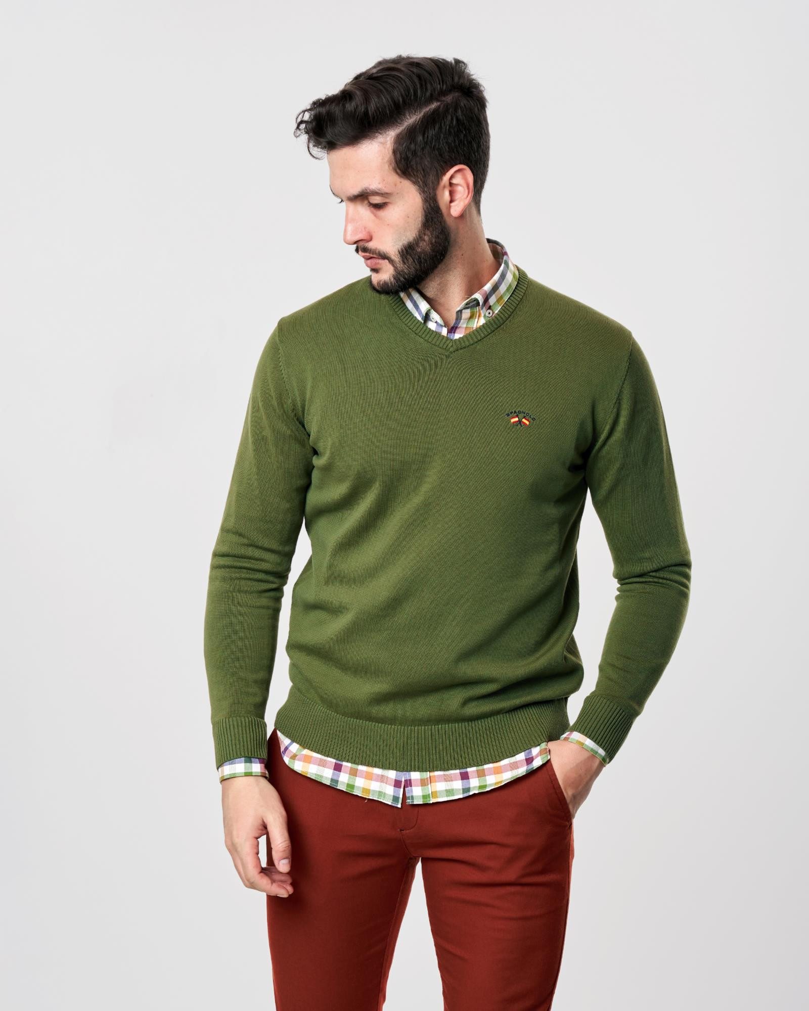 Jersey b sico pico hombre verde khaki Spagnolo Talla S Color