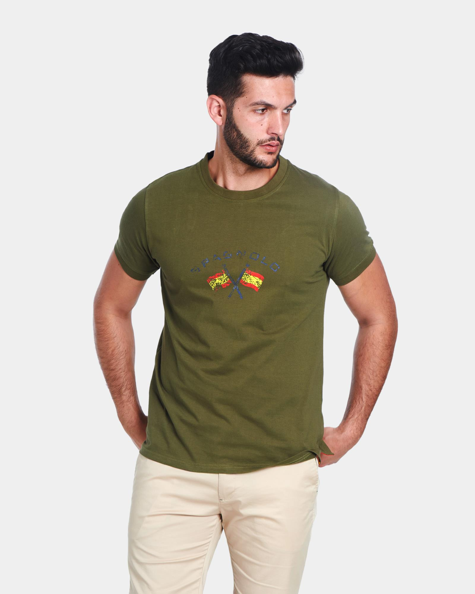 Camisa verde bandera hombre online