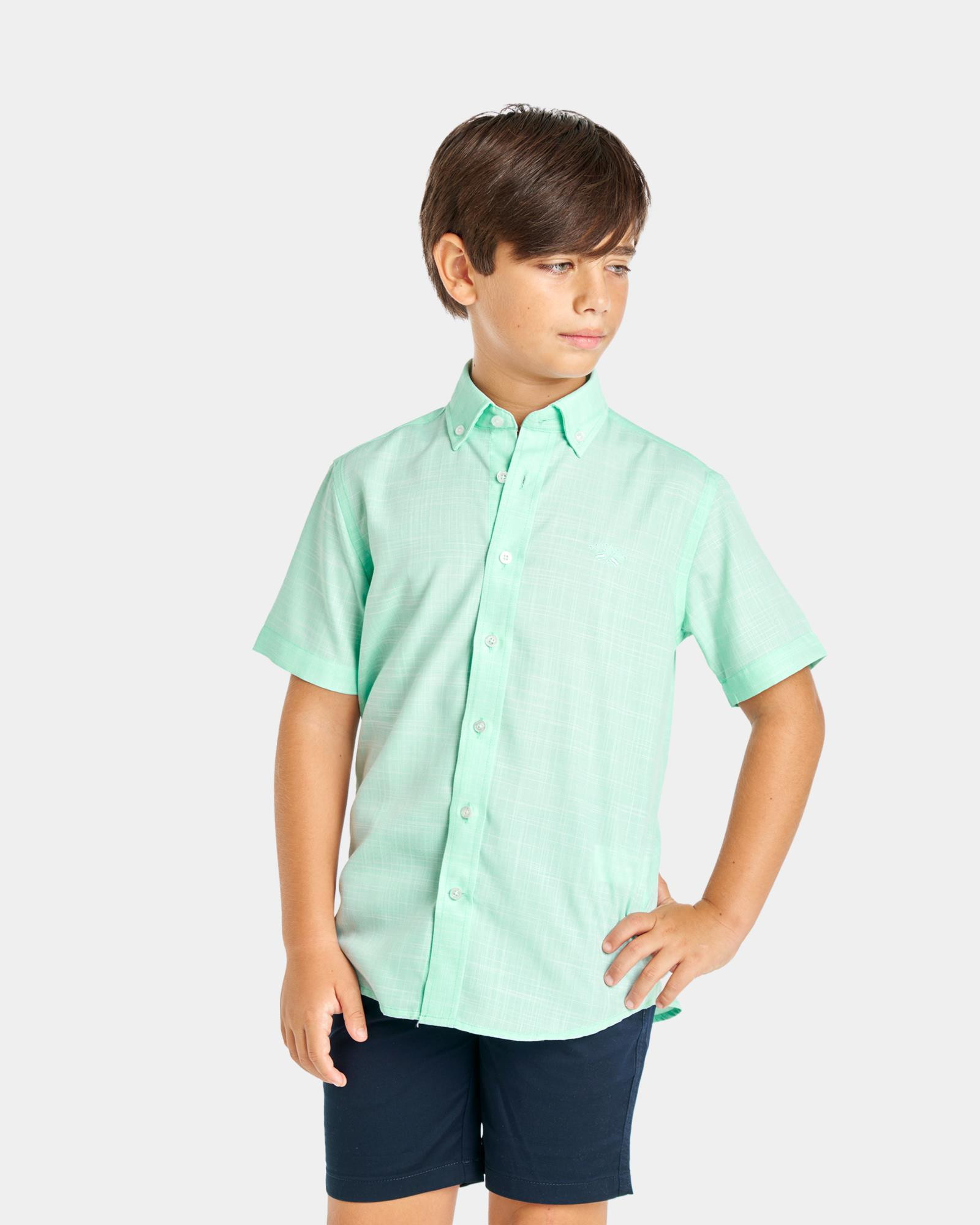 CAMISA DE NINO SEMIHILO VERDE AGUA Color 000072 REF. 000072 Talla 02