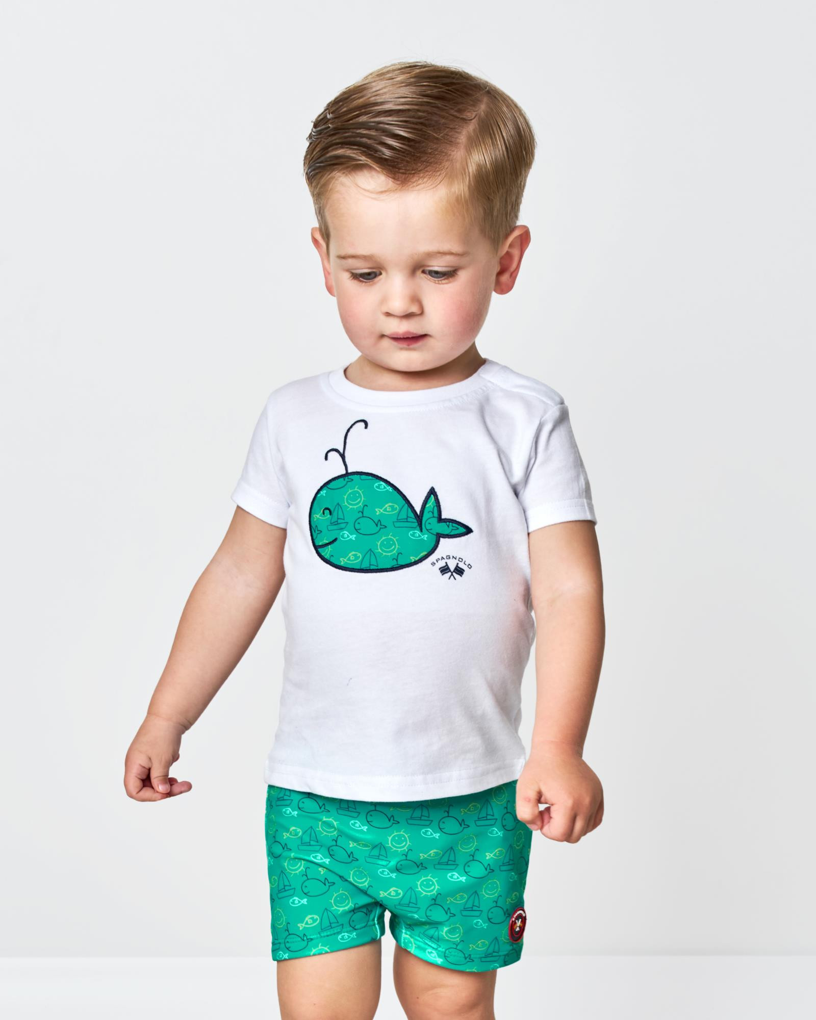 Set Camiseta y Banador Ballena Bebe Spagnolo Talla 0 3 Color 017535 REF. 017535