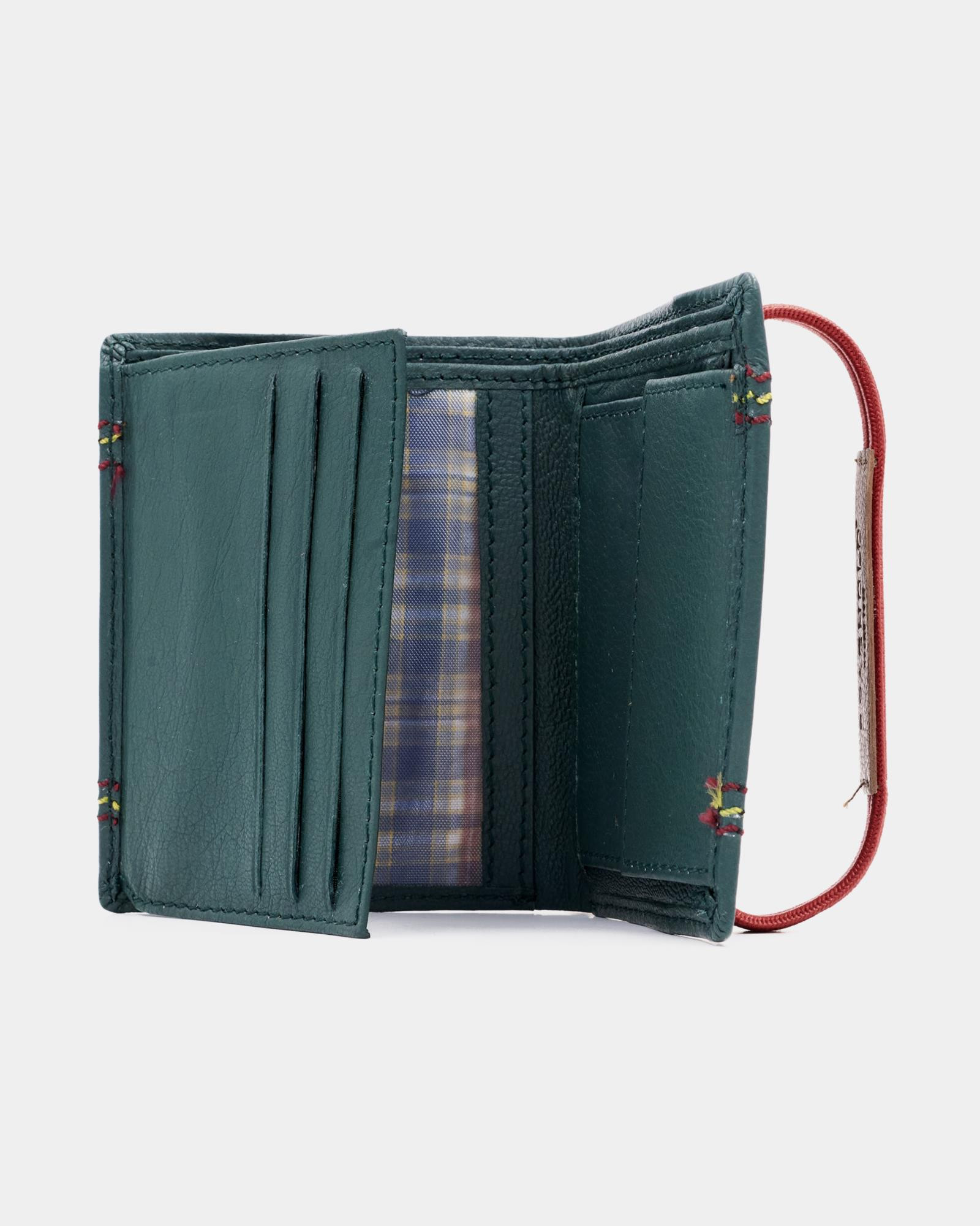 CARTERA DE HOMBRE PIEL CONTRASTES ELASTICO VERDE