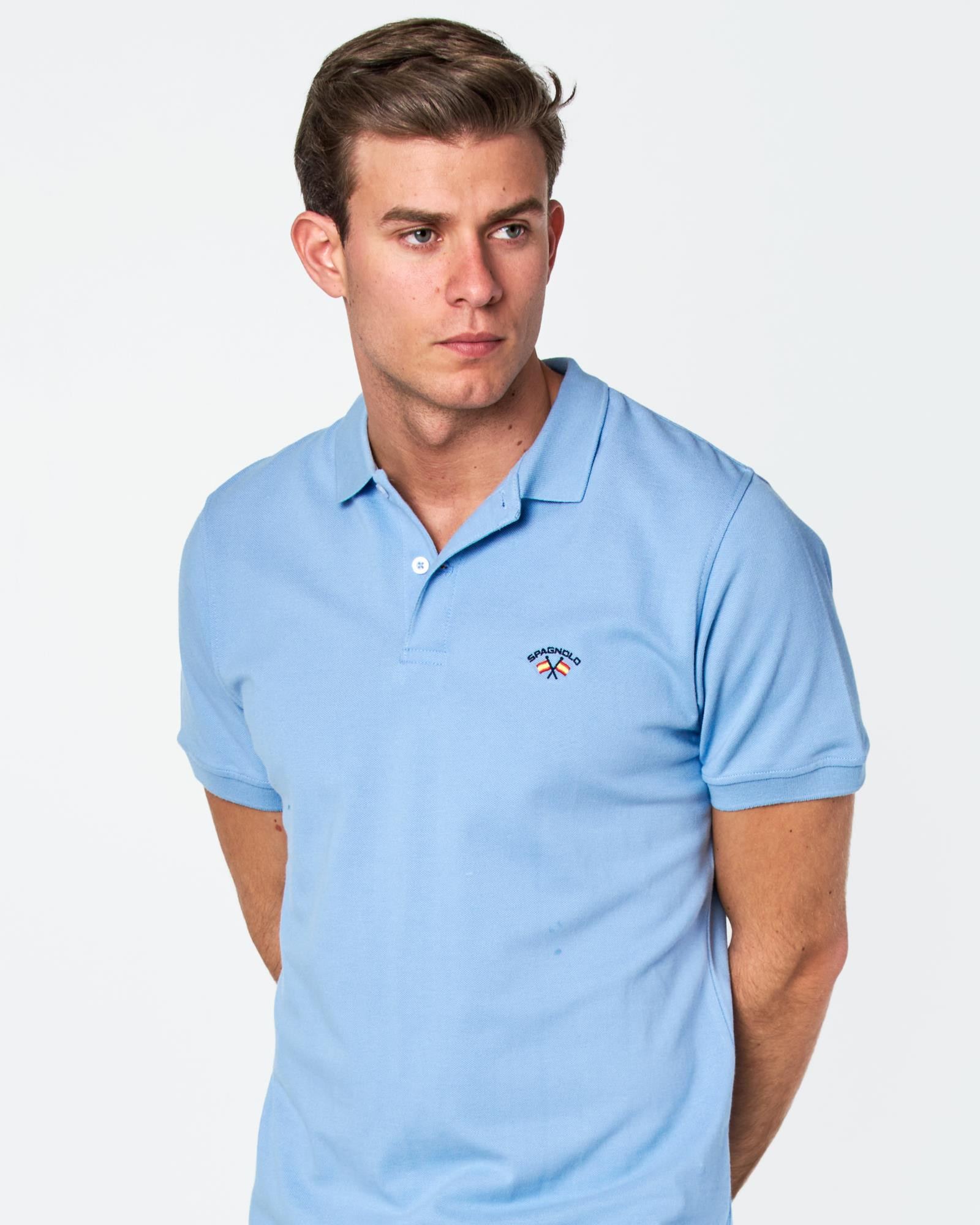 Camiseta polo celeste shop