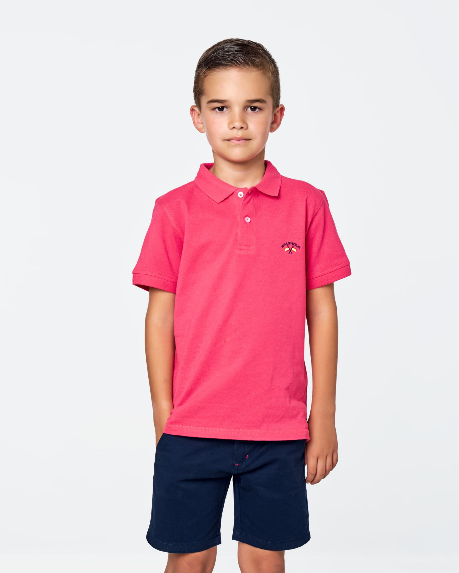 POLO DE NINO PIQUE LISO FUCSIA Color 000029 REF. 000029 Talla 02