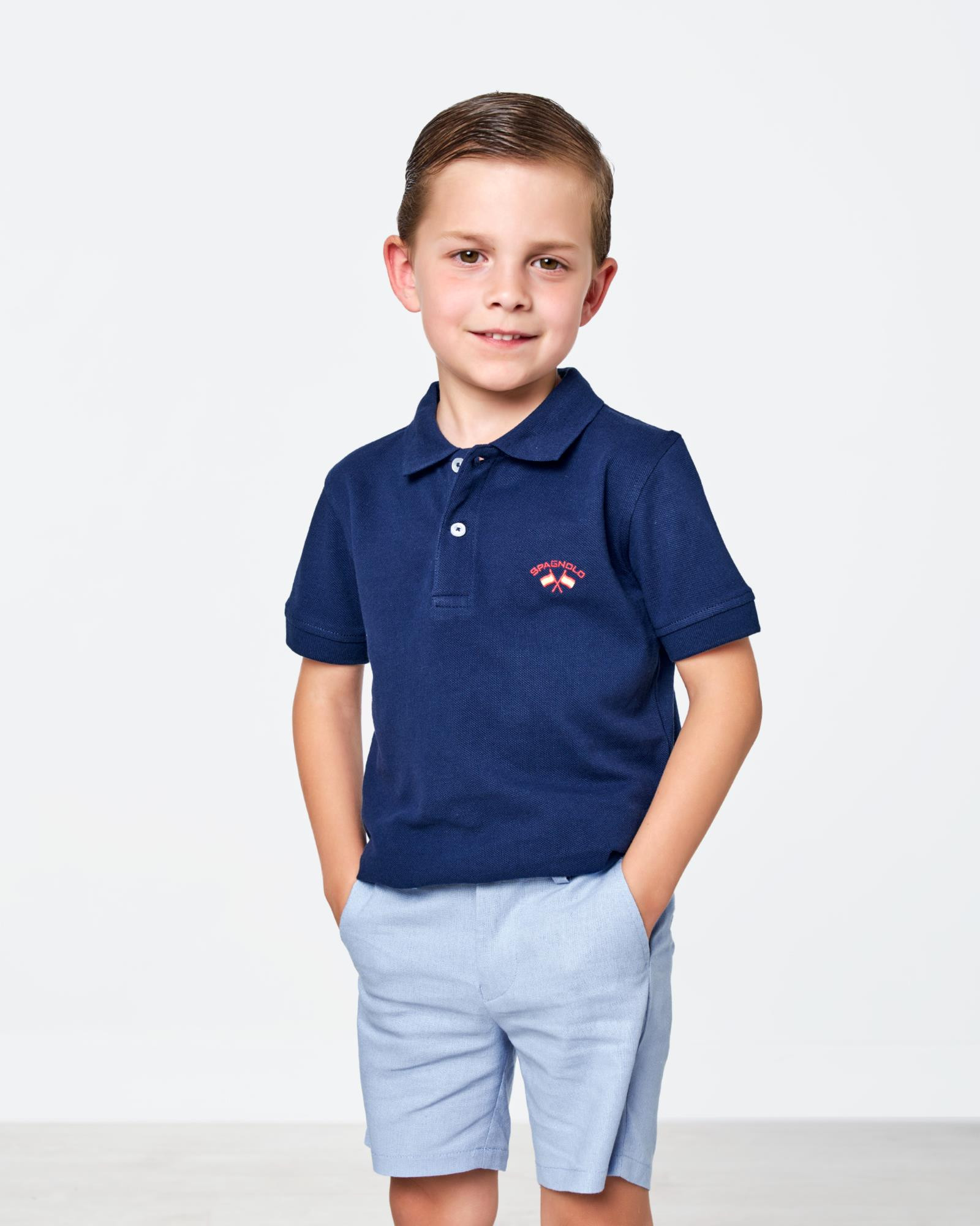 POLO DE NINO PIQUE LISO MARINO Color AZUL MARINO REF. 000068 Talla 05